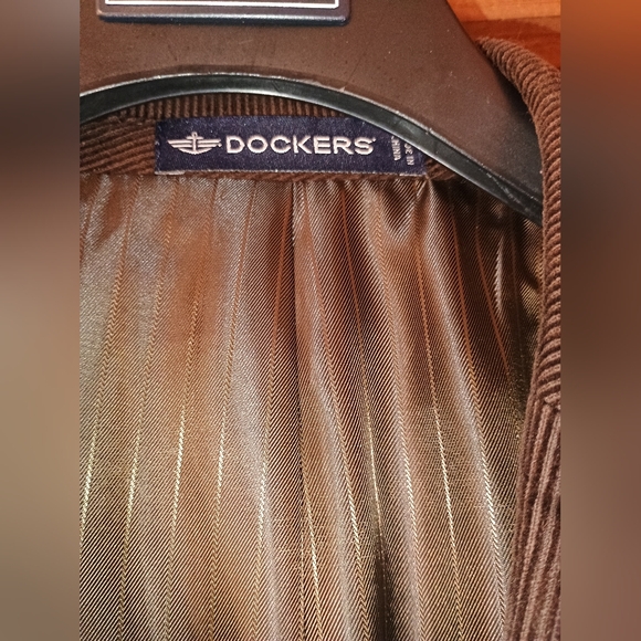 Dockers Blazer Mens 46R Corduroy Chocolate Brown Blazer Jacket Leather Buttons - Picture 6 of 13
